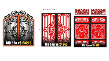 Mã bản vẽ 24246, 24215, 24318. 3 mẫu Cổng 2 cánh đẳng cấp nhất | Thuviencnc.vn