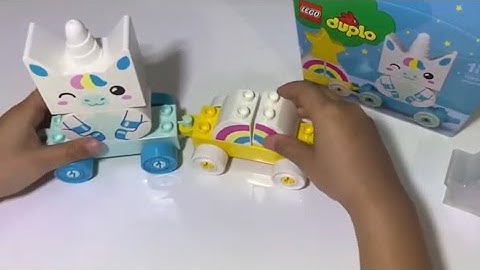 Opening Building Lego Duplo Unicorn train First Lego Video Unboxing unicorn train Rainbow Kids Toys