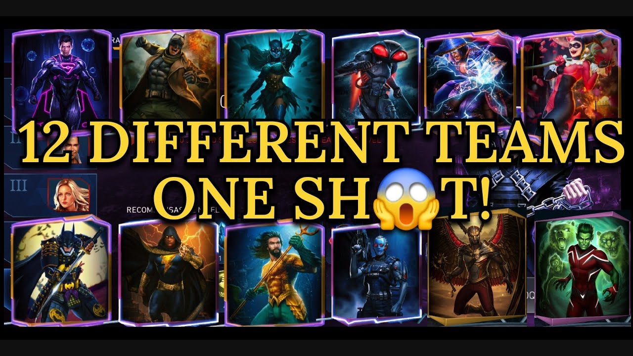 12 Different TEAMS For ONE SHOT! 🔥 H7 DARK NIGHTS Solo Raid in Injustice 2 Mobile Gameplay Equipmts
