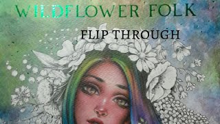 Wildflower folk by Christine Karron coloring book flip through/ listování