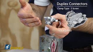 Duplex Connectors for BX, Flex, NM and MC Cable