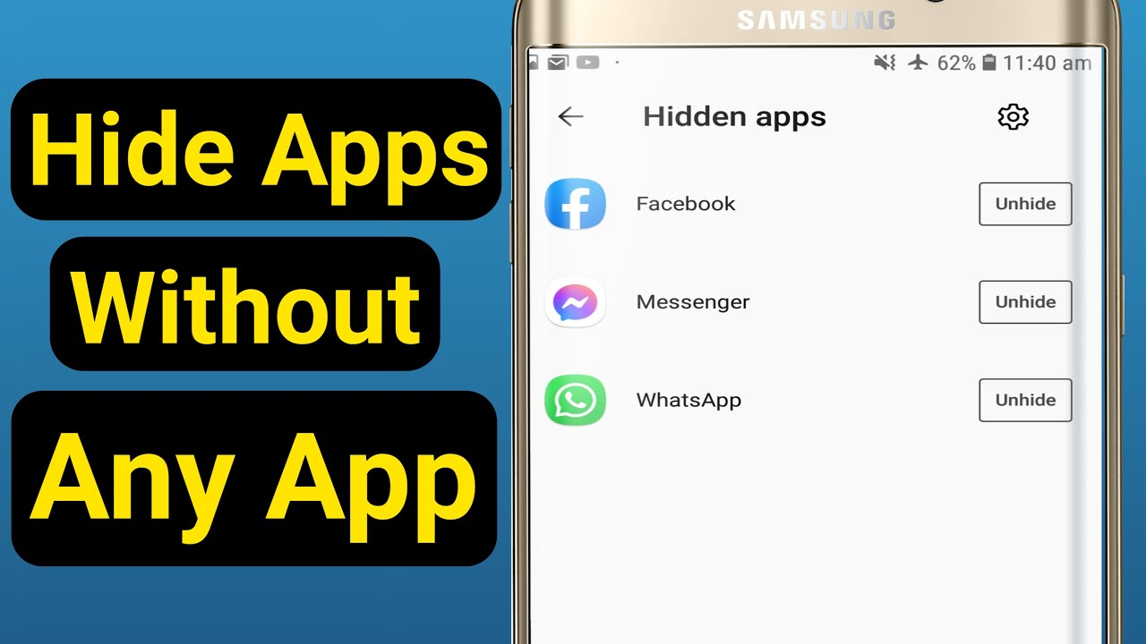 How to hide apps on android without app in settings. - YouTube