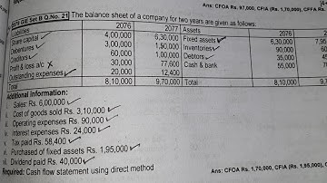 Class 12 | Cash flow statement using direct method | 2079 GIE Set B| Old is Gold