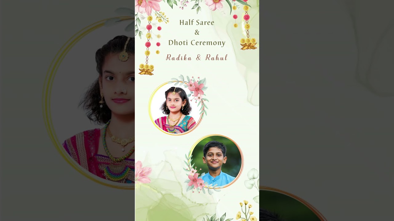 Light Green Theme Half Saree & Dhoti Ceremony Invitation 