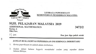 SPM - AddMath 2019 - Paper 2 - Part 2 Live Discussion