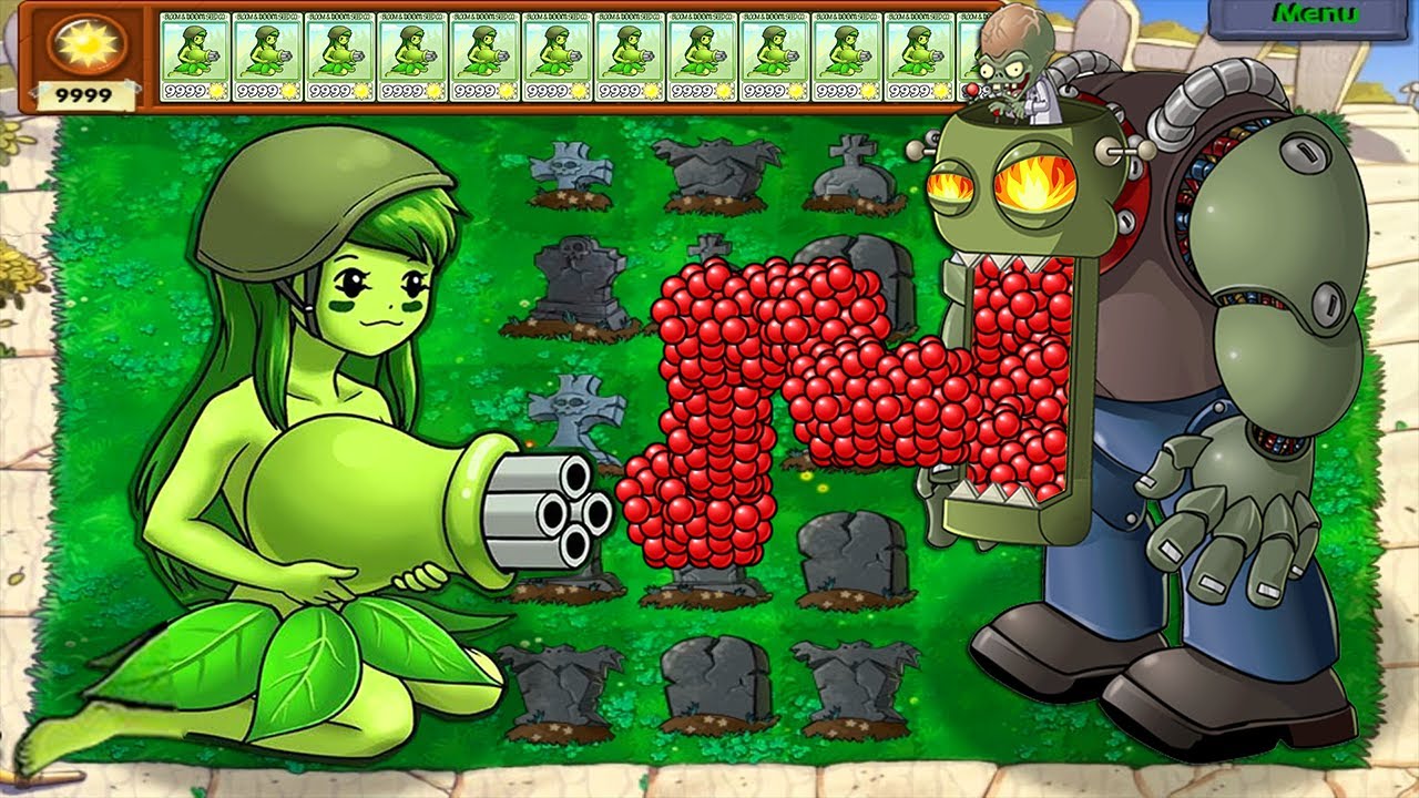 Anime Girl Gatling PEA VS Dr. Zomboss - Plants vs Zombies mod - YouTube
