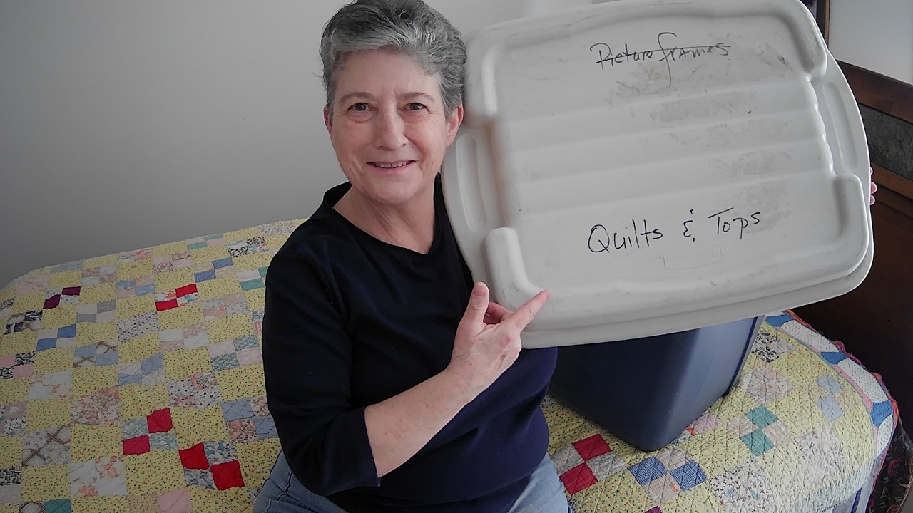 Look  what I found in a bin--3 quilt tops and 2 antique quilts!