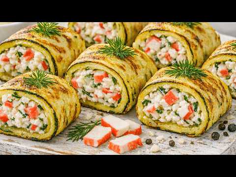 ZUCCHINI ROLL WITH CRAB STICKS! AN UNUSUAL APPETIZER FOR A FESTIVE TABLE