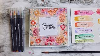 Floral Watercolor Thank You Card - Simons August Card Kit