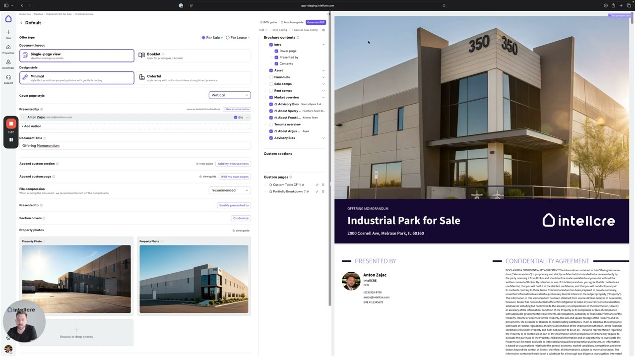 New IntellCRE Feature: Brochure Cover Page Customization