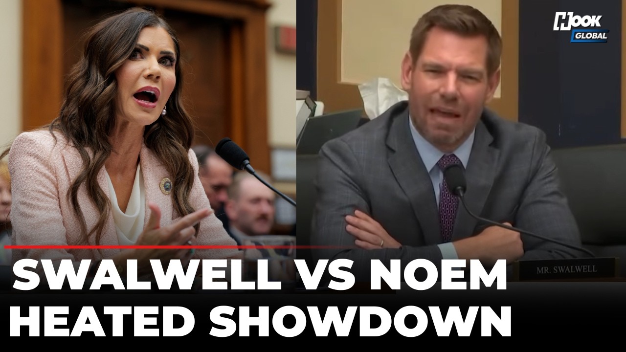 «Президент — осужденный преступник»: Эрик Суолвелл задает вопросы Кристи Ноэм во время слушаний в...