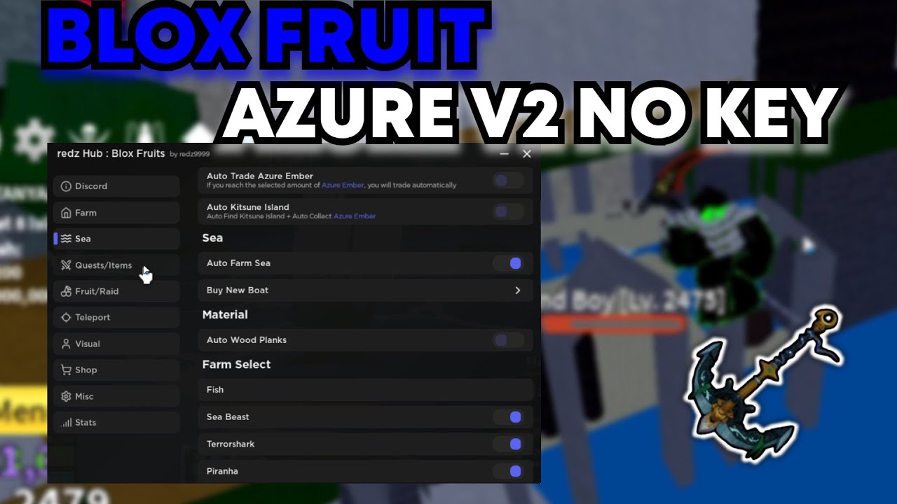 Blox Fruit Script New Azure V2 Auto Kitsune Smooth Farm NO KEY Blox fruit script new azure v2 auto kitsune smooth farm no key