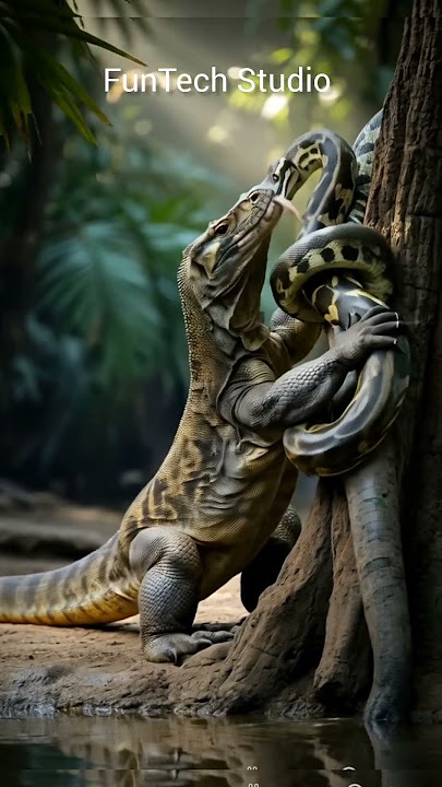 A fight between a wild lizard and a snake which has never been seen before#fight#nature#trending