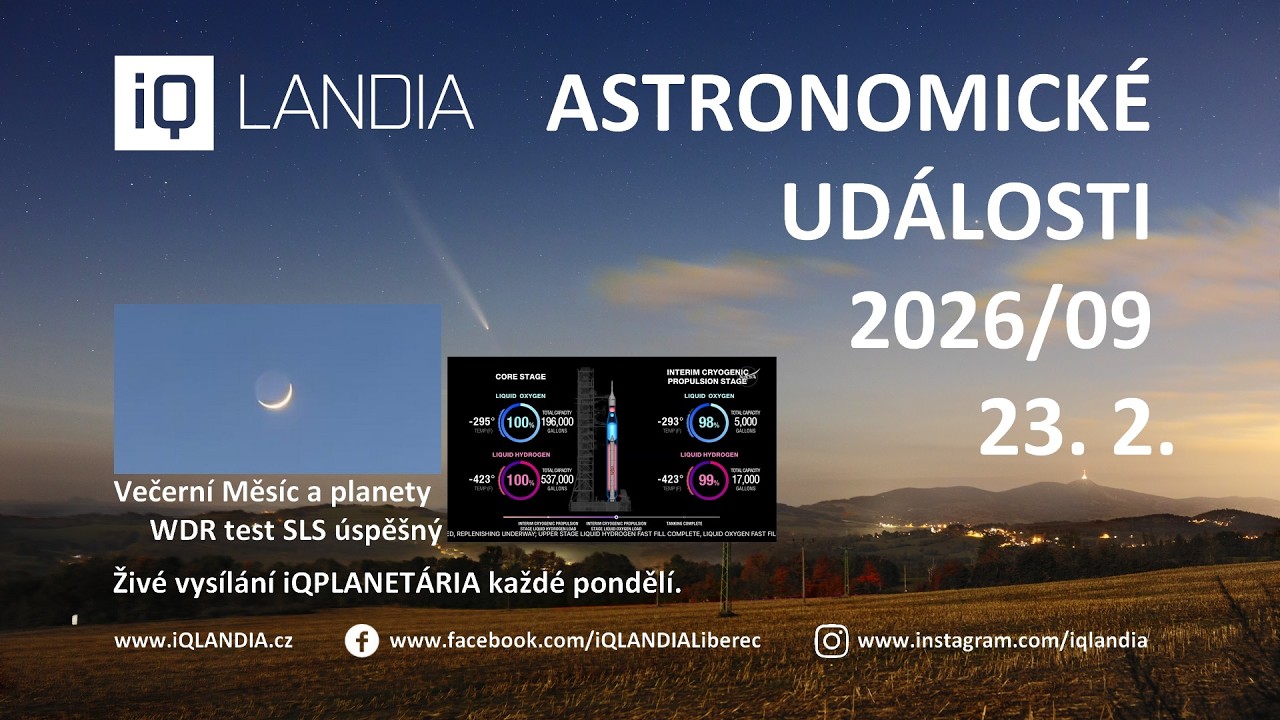 Astronomické události 2026/9 (+zajímavé komety +odklad Artemis II)