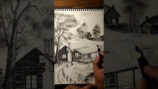 River side scenery #drawing #art #moonlight #tree #artshorts #landscape #realisticdrawing #artist