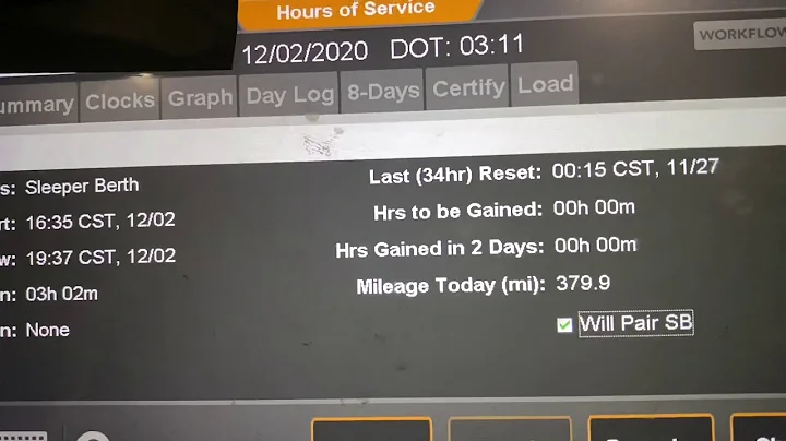 DOT 7/3 split sleeper berth