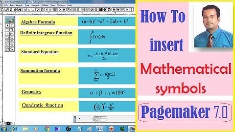 How to insert Mathematical symbols in PageMaker-step by step