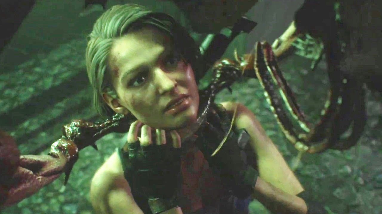 Resident Evil 3 Remake   Jill gets caught by a tentacle monster RE3 Remake 2020