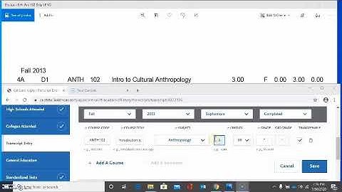 Cal State Apply – Quadrant 2: Transcript Entry (External Transcripts)