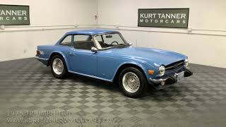 1975 TRIUMPH TR6. FRENCH BLUE WITH BLACK INTERIOR, SOFT TOP, TOP BOOT. MATCHING BLUE FACTORY HARDTOP