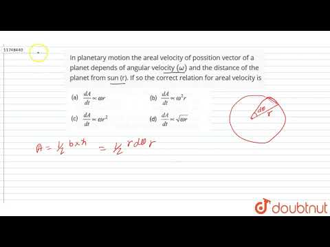 In planetary motion the areal velocity of possition vector of a planet depends of angular velocity `