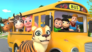 Wheels on the Bus with Animals | Nursery Rhymes Compilation | Lalafun Animal Time