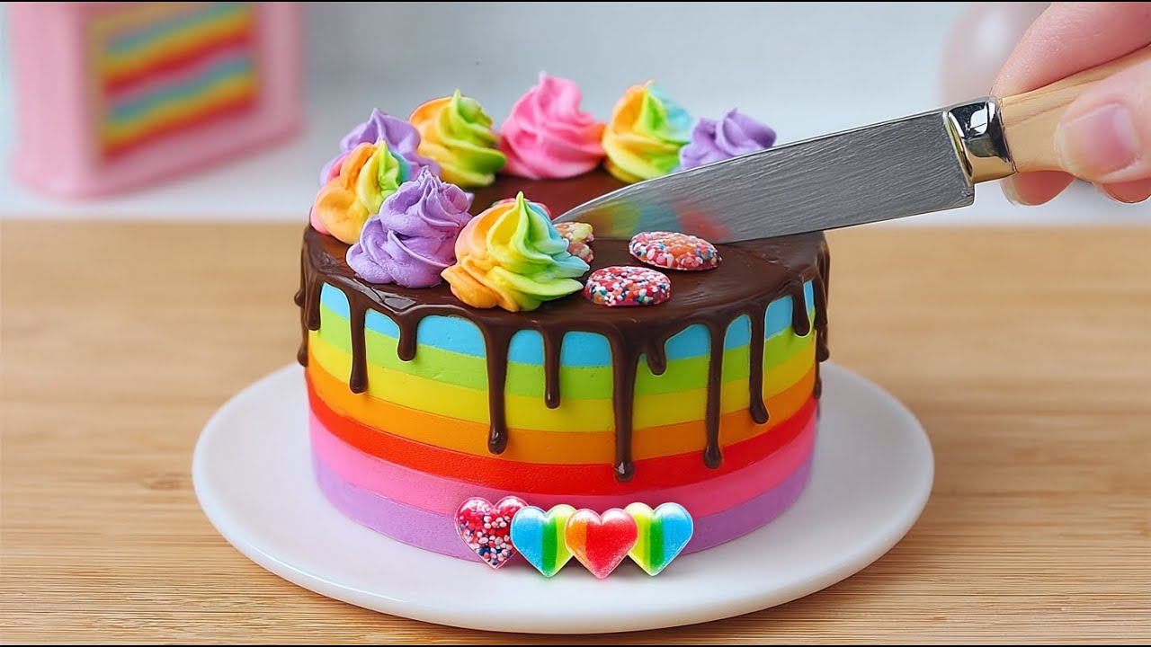 Best Mini Rainbow Cake 🌈🍫 Amazing Miniature Chocolate Cake Decorating ...