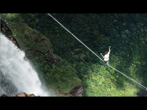 Jay Alvarrez rope walks highest waterfall in the world! (Venezuela 2024)