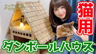 #47 猫大満足ダンボールで古民家風キャットハウスを作ってみた