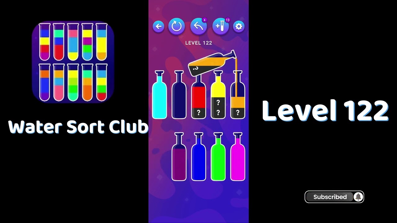 🎮 Water Sort Club Level 122 Walkthrough | Fun Liquid Sorting Game 💧 | SolutionGuruji