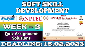Soft Skill Development || NPTEL Week 3 Assignment Answers 2023 #nptel #softskills