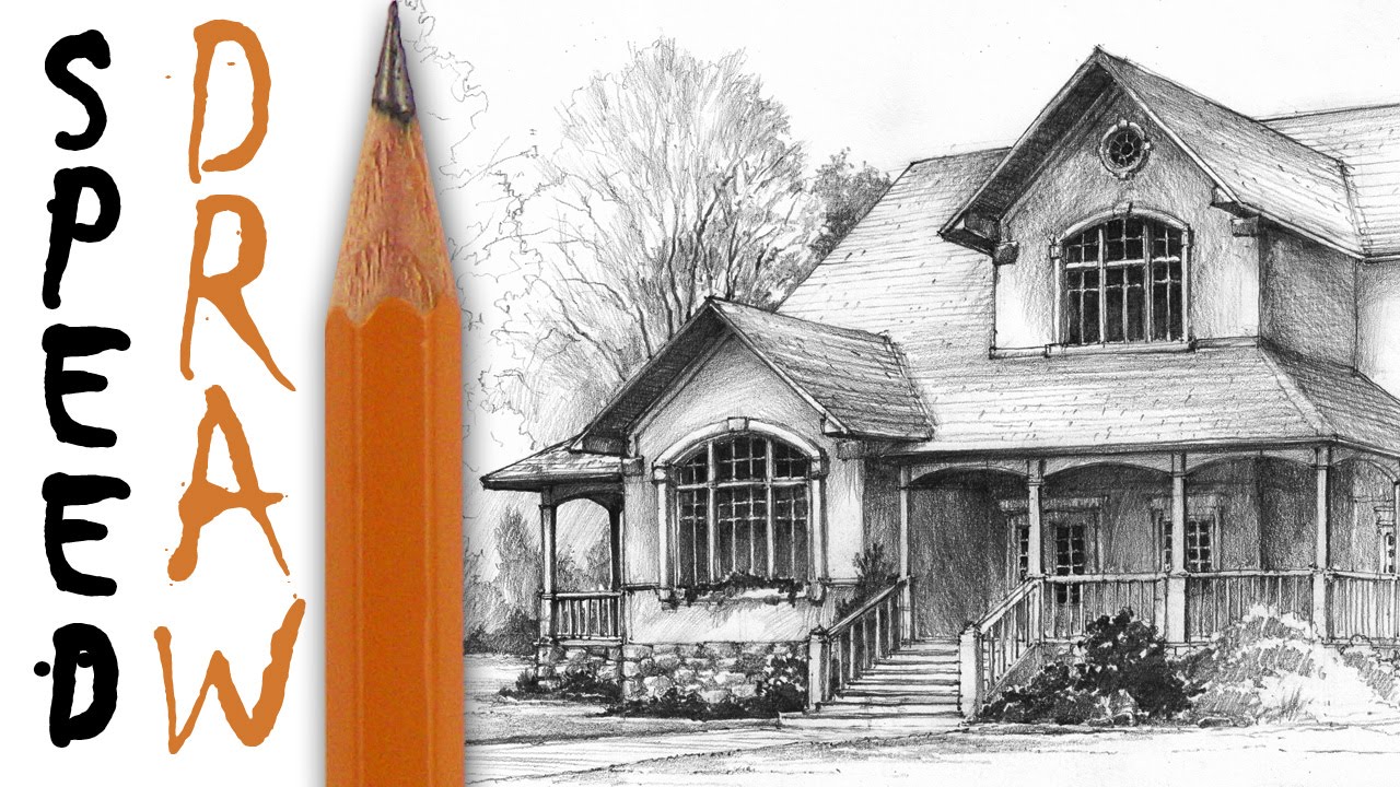 How to draw a house architecture speed drawing YouTube