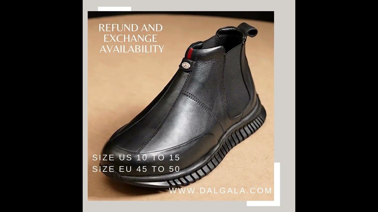 Black Calfskin Handmade King Size Men's Sneaker Boots