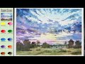 Without Sketch Landscape Watercolor - Sunset Scene (color mixing view) NAMIL ART