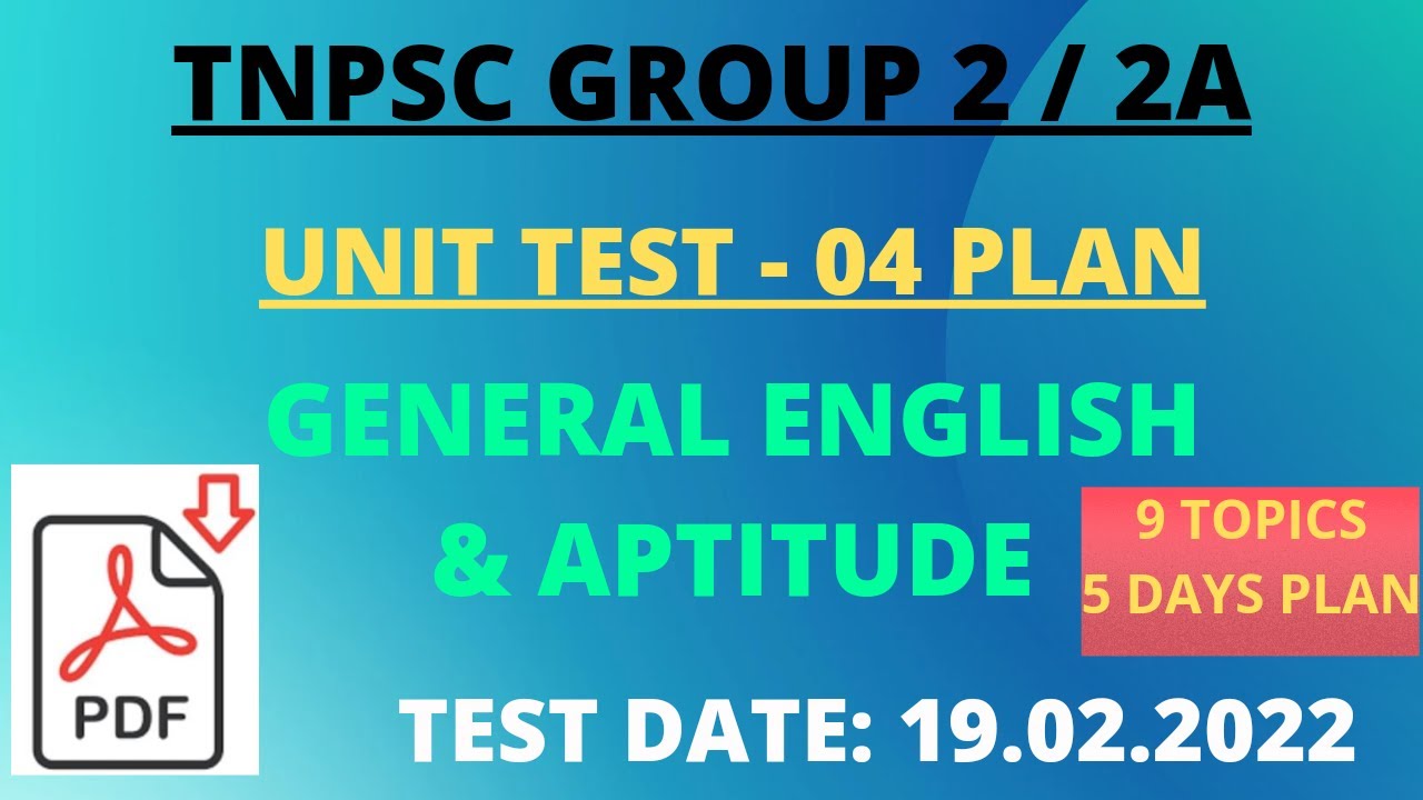 TNPSC | Group 2/2A |UNIT TEST - 04 PLAN | General English + Aptitude ...