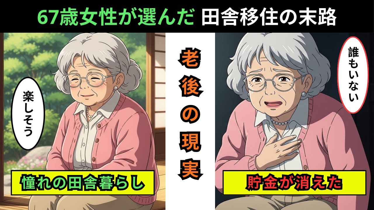 【漫画】年金16万で「憧れの田舎移住」をした67歳女性の末路。都会の狭いシェアハウスを選んだ友人との残酷な格差…貯金を溶かす古民家の罠と孤独死の恐怖【老後の現実】