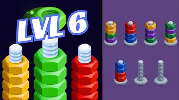 🏅 NUTS SORT MASTER 🤪 Level 6 🧩 Gameplay Walkthrough - REMASTERED