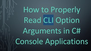 How to Properly Read CLI Option Arguments in C#  Console Applications