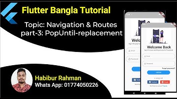 Navigation and routes part-3 pushReplacementNamed and popUntil in Flutter Bangla Tutorials