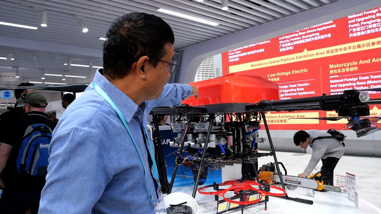 Drone Hybrid ยกน้ำหนักได้ 80Kg บินนาน 1.5 ชั่วโมงในงาน Canton Fair 2024