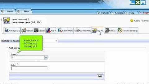 How to add an MX record in LxAdmin