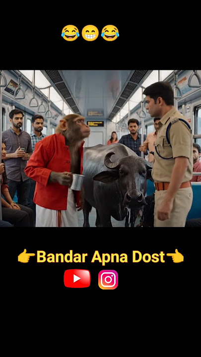 Bandar Metro mein Bhains le gaya 😂Funny monkey video #Bablu #Aivlog #monkeyvlog #ViralAivlog #shorts