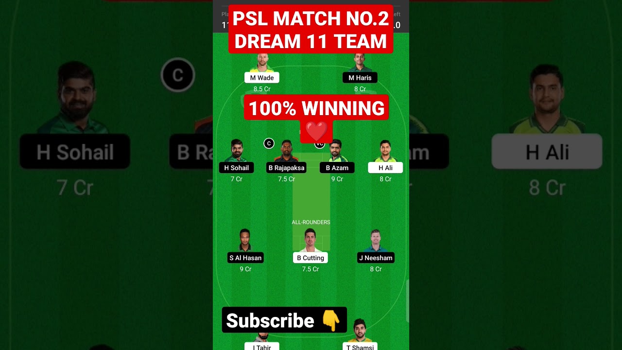 Psl Today Match Dream11 Team / Today Match Dream11 Team