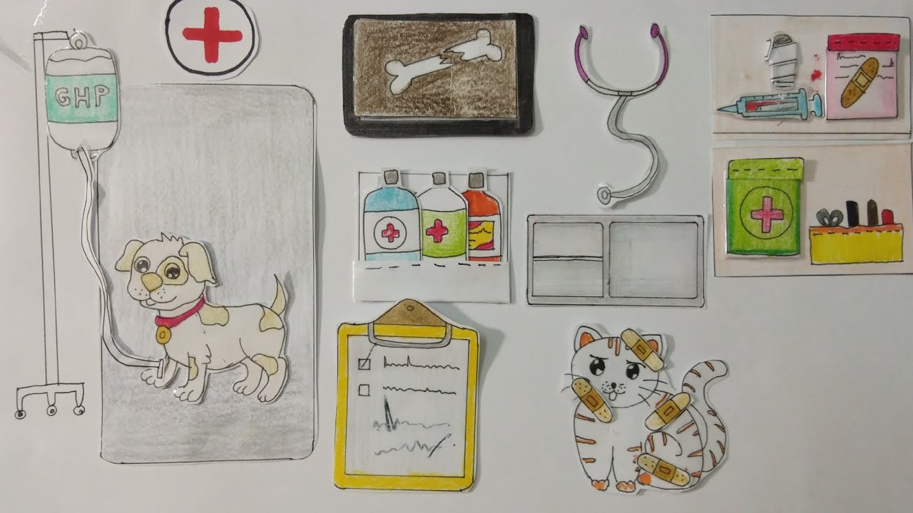 [🌻paper diy 🐣]animal hospital cat & dog 🐈🐕 เจ๊าแมวเหมียว กับเจ้าหมาน้อย