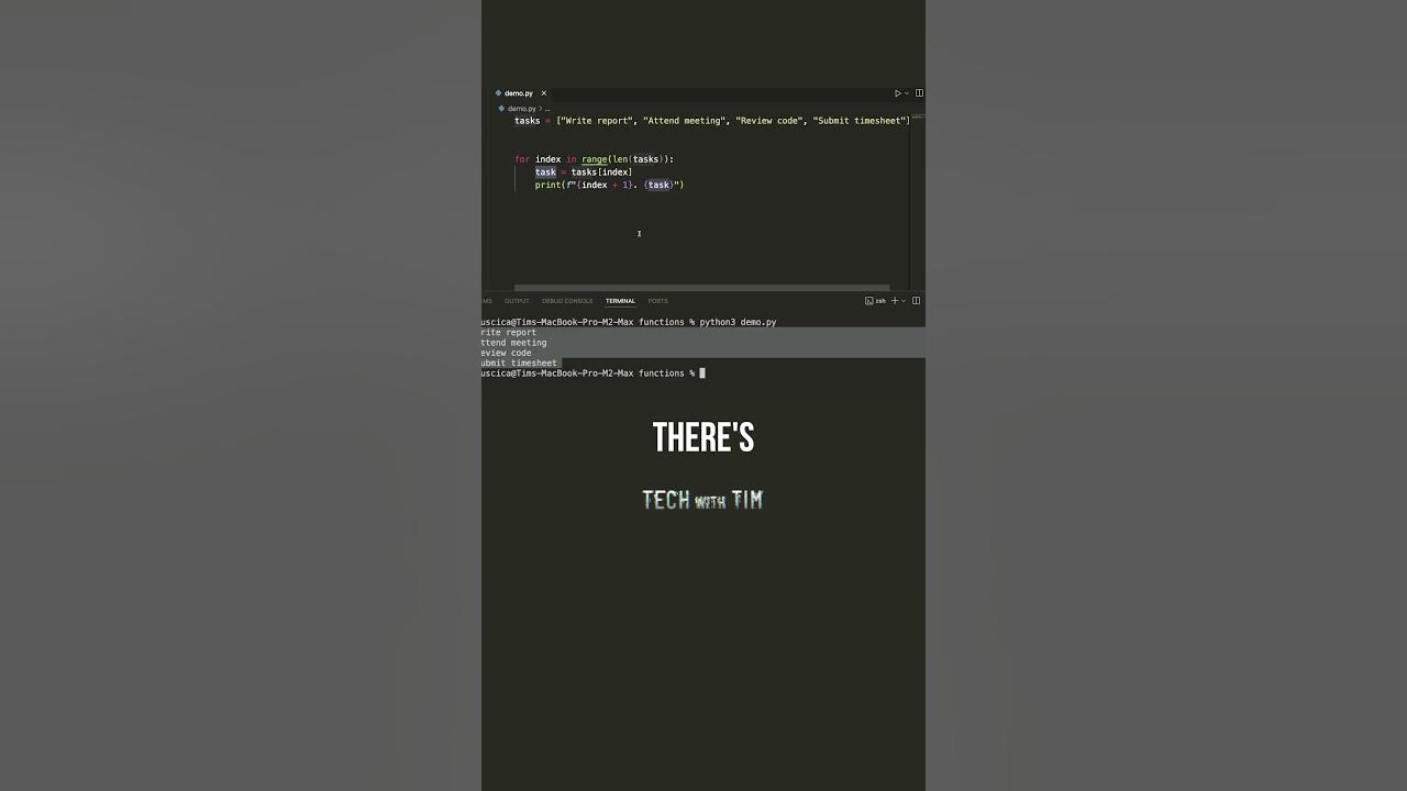 Enumerate and Enumerate over Tasks with For Loops in Python - YouTube