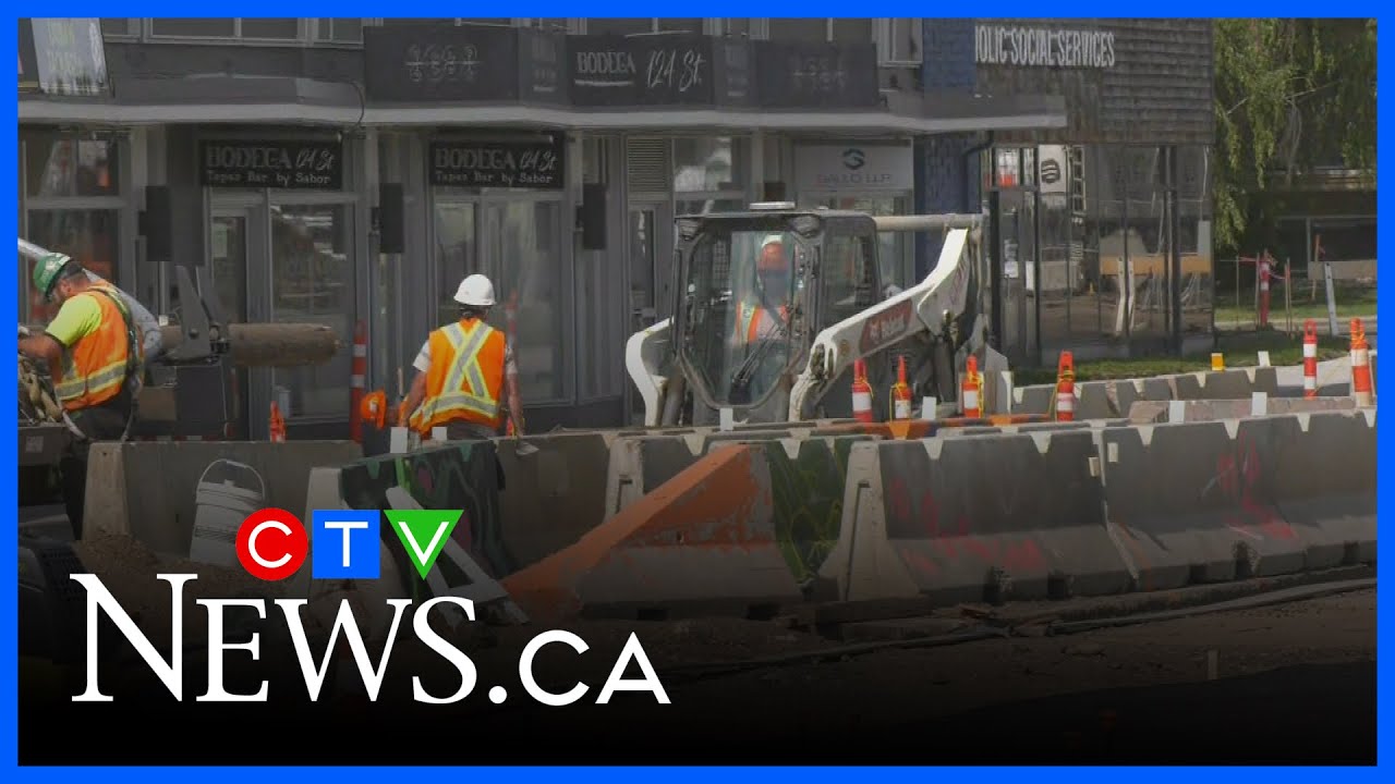 Stony Plain Road and 124 Street to reopen after LRT construction - YouTube