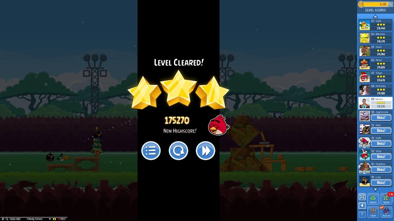 Angry Birds Friends Tournament 94 Week 93 Level 4 High Score 175,270 (Power-ups + SC & JS) (PC)