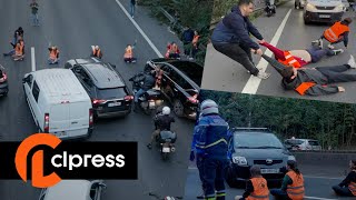 Blocage de l'autoroute par des militants de "Dernière Rénovation" (28 octobre 2022, A6, France) [4K]