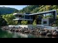 Stunning Modern Concrete House by the Lake | Elevated on Massive Natural Stone Foundations