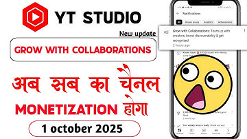 Grow with Collaborations: Team up with creators, boost discoverability | yt studio new update 2025